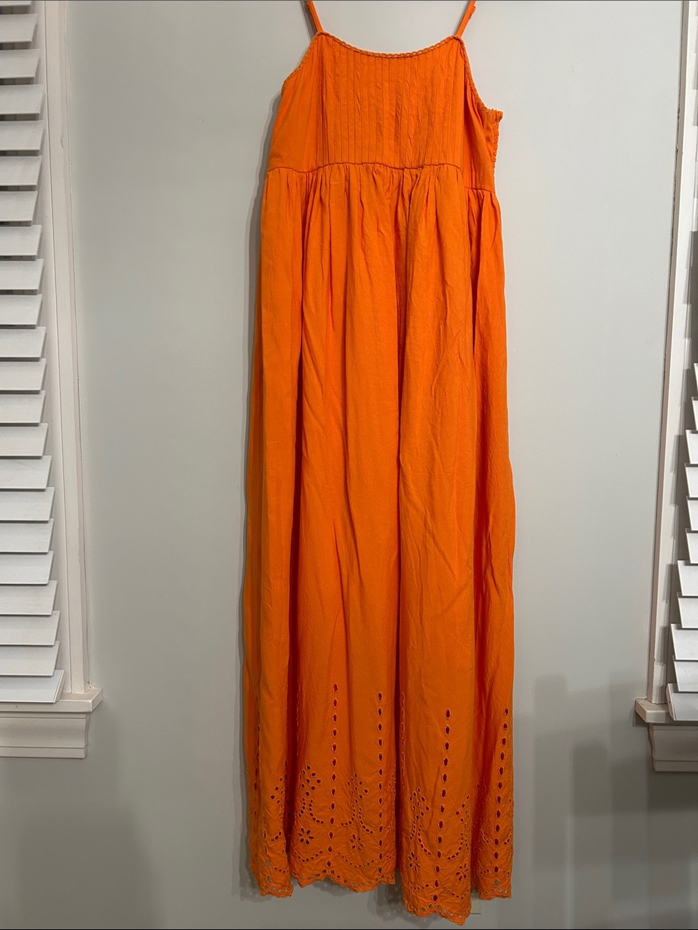 Japna Vibrant Orange Smocked Bodice Maxi Dress